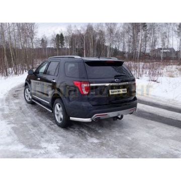 Защита задняя овальные уголки 75х42 мм ТСС для Ford Explorer 2015-