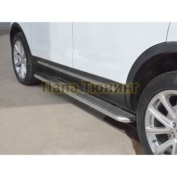 Пороги с площадкой нержавеющий лист 42 мм РусСталь для Ford Explorer 2015-