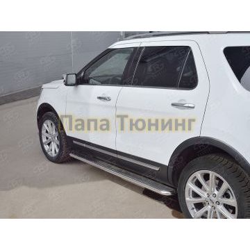 Пороги с площадкой нержавеющий лист 42 мм РусСталь для Ford Explorer 2015-