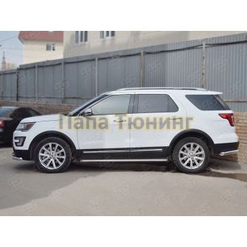 Пороги с площадкой нержавеющий лист 42 мм РусСталь для Ford Explorer 2015-