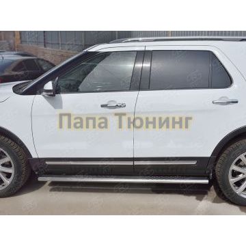 Пороги труба овальная с проступью 120х60 мм РусСталь для Ford Explorer 2015-