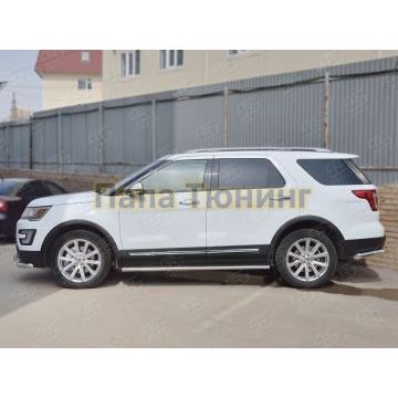 Пороги труба овальная с проступью 120х60 мм РусСталь для Ford Explorer 2015-