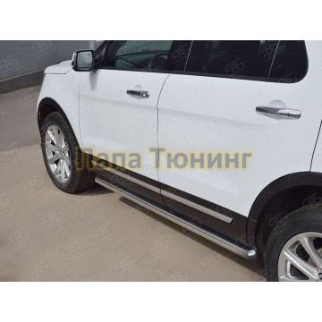 Пороги труба d57 вариант 3 РусСталь для Ford Explorer 2015-