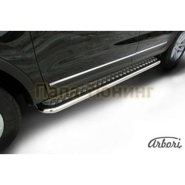 Пороги с площадкой алюминиевый лист 57 мм Slitkoff для Ford Explorer 2011- Пороги с площадкой алюминиевый лист 57 мм Slitkoff для Ford Explorer 2011-