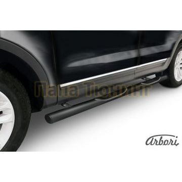 Пороги чёрная сталь труба с накладками 76 мм Slitkoff для Ford Explorer 2011- Пороги чёрная сталь труба с накладками 76 мм Slitkoff для Ford Explorer 2011-