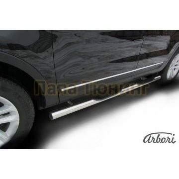 Пороги труба с накладками 76 мм Slitkoff для Ford Explorer 2011- Пороги труба с накладками 76 мм Slitkoff для Ford Explorer 2011-