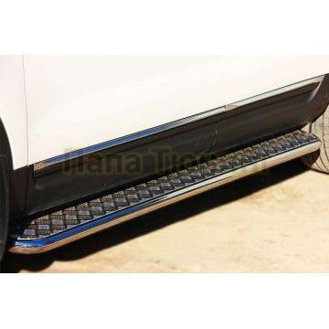 Пороги с площадкой алюминиевый лист d42вариант 2 РусСталь для Ford Explorer 2011-2015