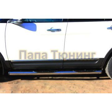Пороги труба с накладками d76 вариант 2 РусСталь для Ford Explorer 2011-2015
