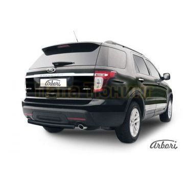 Защита заднего бампера чёрная сталь 76 мм Slitkoff для Ford Explorer 2011-