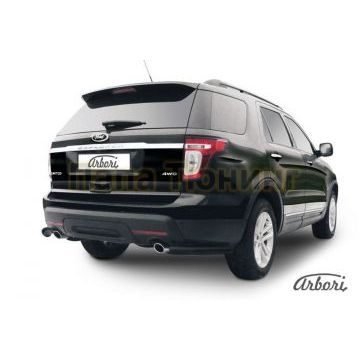 Защита задняя уголки чёрная сталь 76 мм Slitkoff для Ford Explorer 2011-