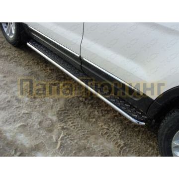 Пороги с площадкой алюминиевый лист 42 мм ТСС для Ford Explorer 2011-2015 Пороги с площадкой алюминиевый лист 42 мм ТСС для Ford Explorer 2011-2015