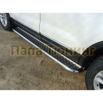 Пороги с площадкой алюминиевый лист 60 мм ТСС для Ford Explorer 2011-2015 Пороги с площадкой алюминиевый лист 60 мм ТСС для Ford Explorer 2011-2015