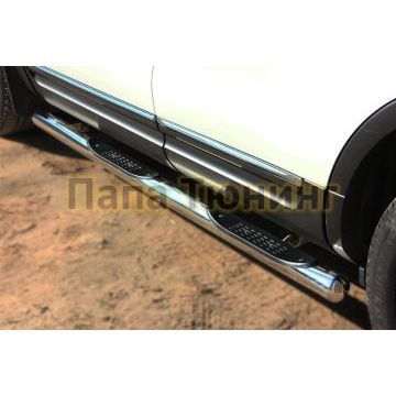 Пороги труба d76 с накладками вариант 3 РусСталь для Ford Explorer 2011-2015