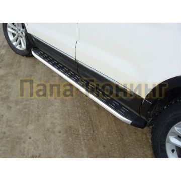 Пороги алюминиевые ТСС с накладкой для Ford Explorer 2011-2015 Пороги алюминиевые ТСС с накладкой для Ford Explorer 2011-2015