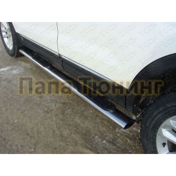 Пороги труба овальная с накладками 120-60 мм ТСС для Ford Explorer 2011-2015 Пороги труба овальная с накладками 120-60 мм ТСС для Ford Explorer 2011-2015
