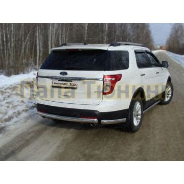 Защита задняя овальные уголки 75х42 мм ТСС для Ford Explorer 2011-2015