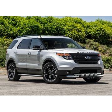 Защита передняя двойная с накладками 76-57 мм Rival для Ford Explorer 2011-2015