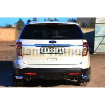 Защита задняя уголки d76 секции РусСталь для Ford Explorer 2011-2015
