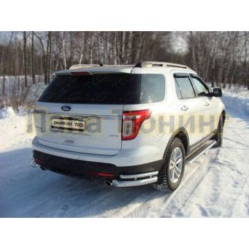 Защита задняя двойные уголки 76-42 мм ТСС для Ford Explorer 2011-2015