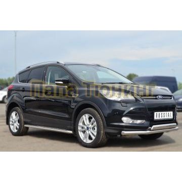 Пороги с площадкой алюминиевый лист d42 РусСталь для Ford Kuga 2013-