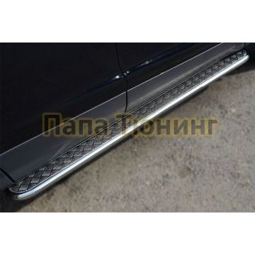 Пороги с площадкой алюминиевый лист d42 РусСталь для Ford Kuga 2013-