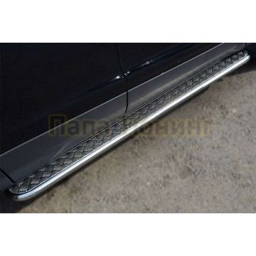 Пороги с площадкой алюминиевый лист d42вариант 2 РусСталь для Ford Kuga 2013-