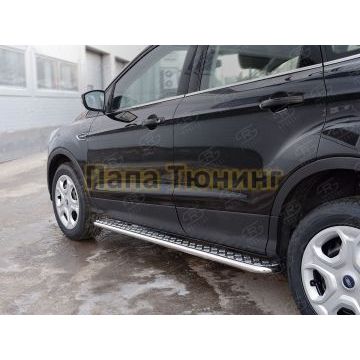 Пороги с площадкой алюминиевый лист вариант 2 РусСталь для Ford Kuga 2016-