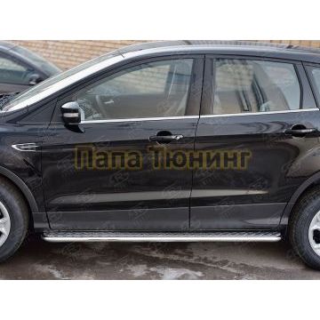 Пороги с площадкой алюминиевый лист вариант 1 РусСталь для Ford Kuga 2016-