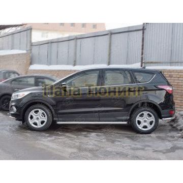 Пороги с площадкой алюминиевый лист вариант 1 РусСталь для Ford Kuga 2016-