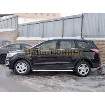 Пороги с площадкой алюминиевый лист вариант 2 РусСталь для Ford Kuga 2016-