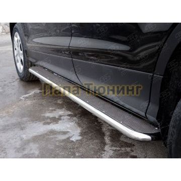 Пороги с площадкой нержавеющий лист РусСталь для Ford Kuga 2016-