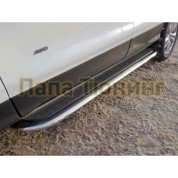 Пороги овал с площадкой нержавеющий лист 75х42 мм ТСС для Ford Kuga 2016-