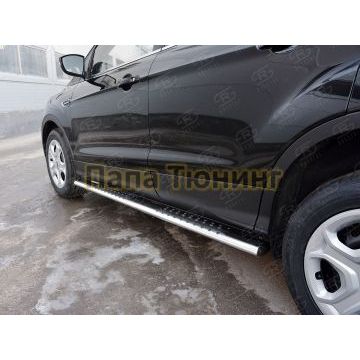 Пороги труба овальная с проступью 120х60 мм РусСталь для Ford Kuga 2016-