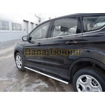 Пороги труба овальная с проступью 120х60 мм РусСталь для Ford Kuga 2016-