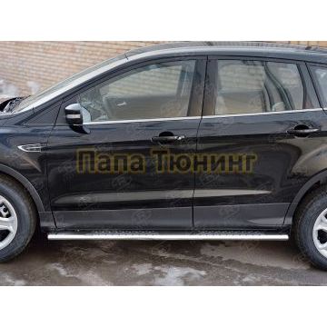 Пороги труба овальная с проступью 120х60 мм РусСталь для Ford Kuga 2016-