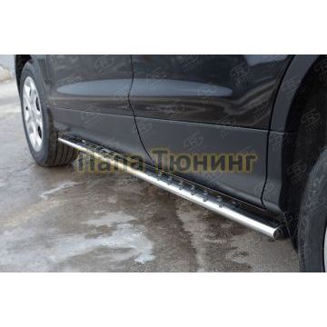 Пороги труба овальная с проступью 75х42 мм РусСталь для Ford Kuga 2016-