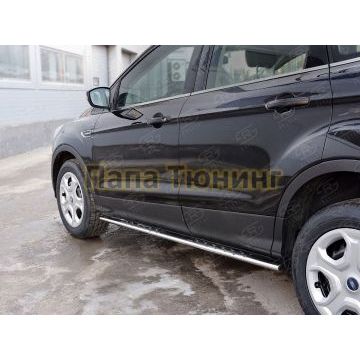 Пороги труба овальная с проступью 75х42 мм РусСталь для Ford Kuga 2016-