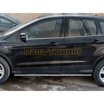 Пороги труба овальная с проступью 75х42 мм РусСталь для Ford Kuga 2016-