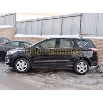 Пороги труба овальная с проступью 75х42 мм РусСталь для Ford Kuga 2016-