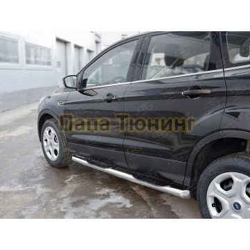 Пороги труба с накладками d76 вариант 1 РусСталь для Ford Kuga 2016-