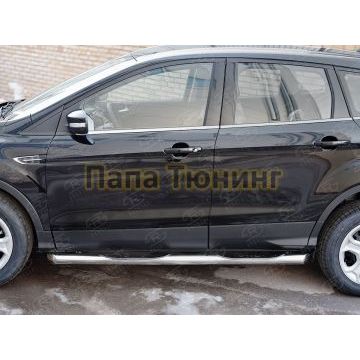 Пороги труба с накладками d76 вариант 1 РусСталь для Ford Kuga 2016-