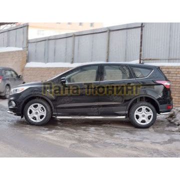 Пороги труба с накладками d76 вариант 1 РусСталь для Ford Kuga 2016-