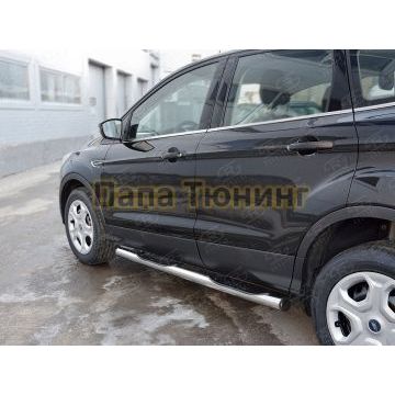 Пороги труба с накладками d76 вариант 2 РусСталь для Ford Kuga 2016-