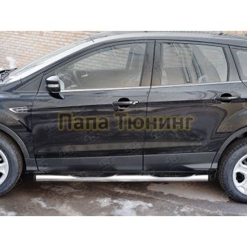 Пороги труба с накладками d76 вариант 2 РусСталь для Ford Kuga 2016-
