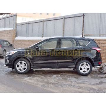 Пороги труба с накладками d76 вариант 2 РусСталь для Ford Kuga 2016-