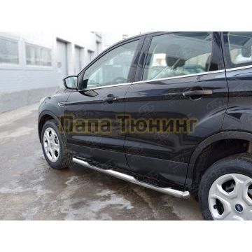 Пороги труба с накладками d76 вариант 3 РусСталь для Ford Kuga 2016-