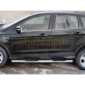 Пороги труба с накладками d76 вариант 3 РусСталь для Ford Kuga 2016-