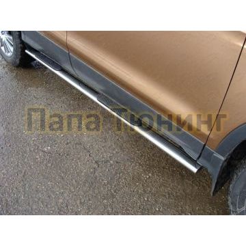 Пороги труба овальная с накладками 75х42 мм ТСС для Ford Kuga 2016-