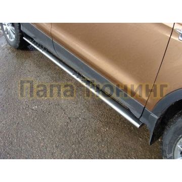 Пороги труба овальная с проступью 75х42 мм ТСС для Ford Kuga 2016-