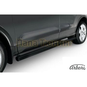 Защита штатных порогов чёрная сталь труба 76 мм Slitkoff для Ford Kuga 2013- Защита штатных порогов чёрная сталь труба 76 мм Slitkoff для Ford Kuga 2013-